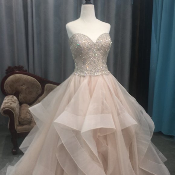 NEW Eddy K Wedding Dress, Blush Swarovski Ballgown Princess, Size 10 Reg $4999 - Picture 8 of 11